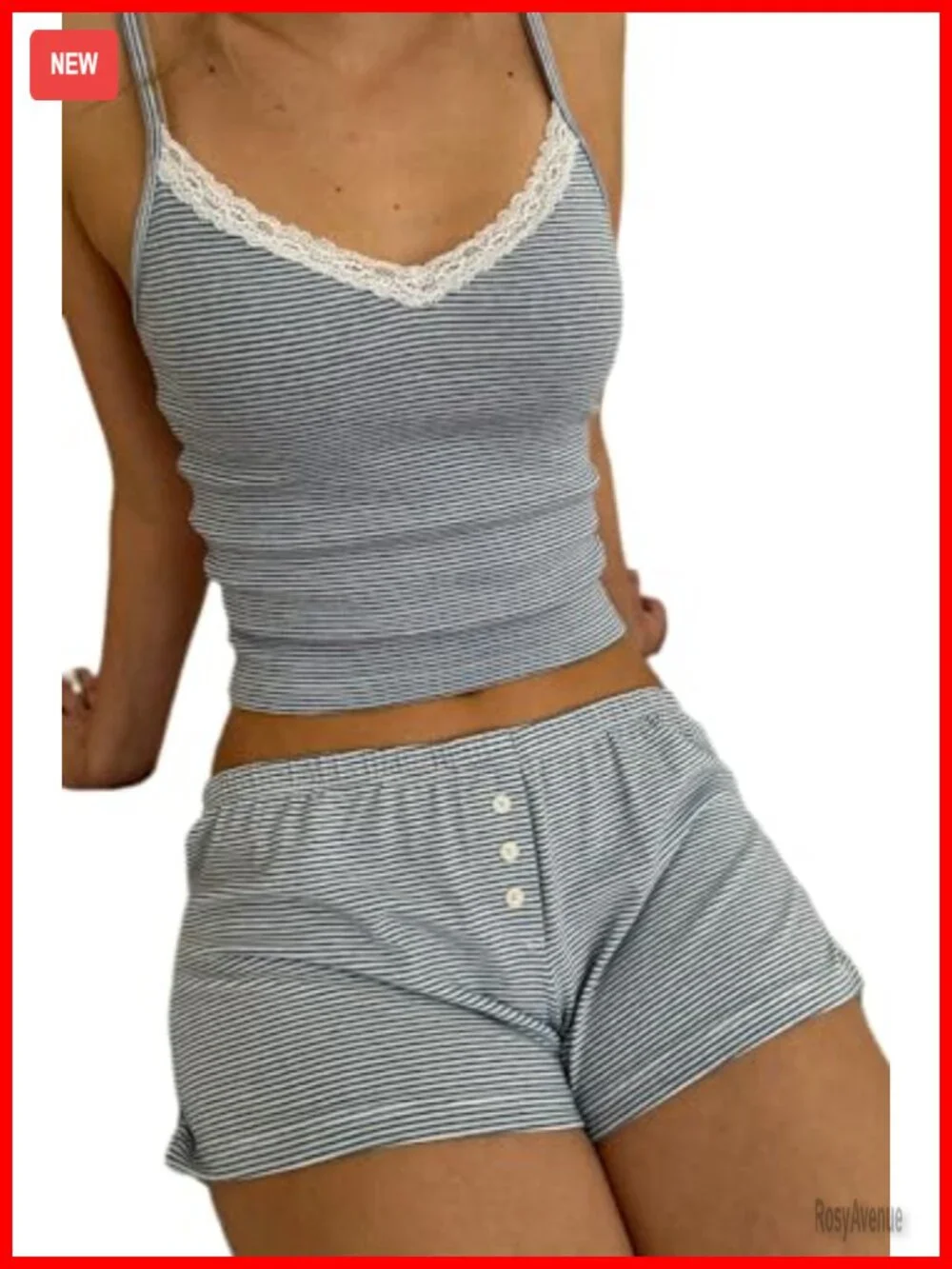 Women's 2 Piece Lace Cami Top & Shorts Pajama Set Sleeveless V Neck